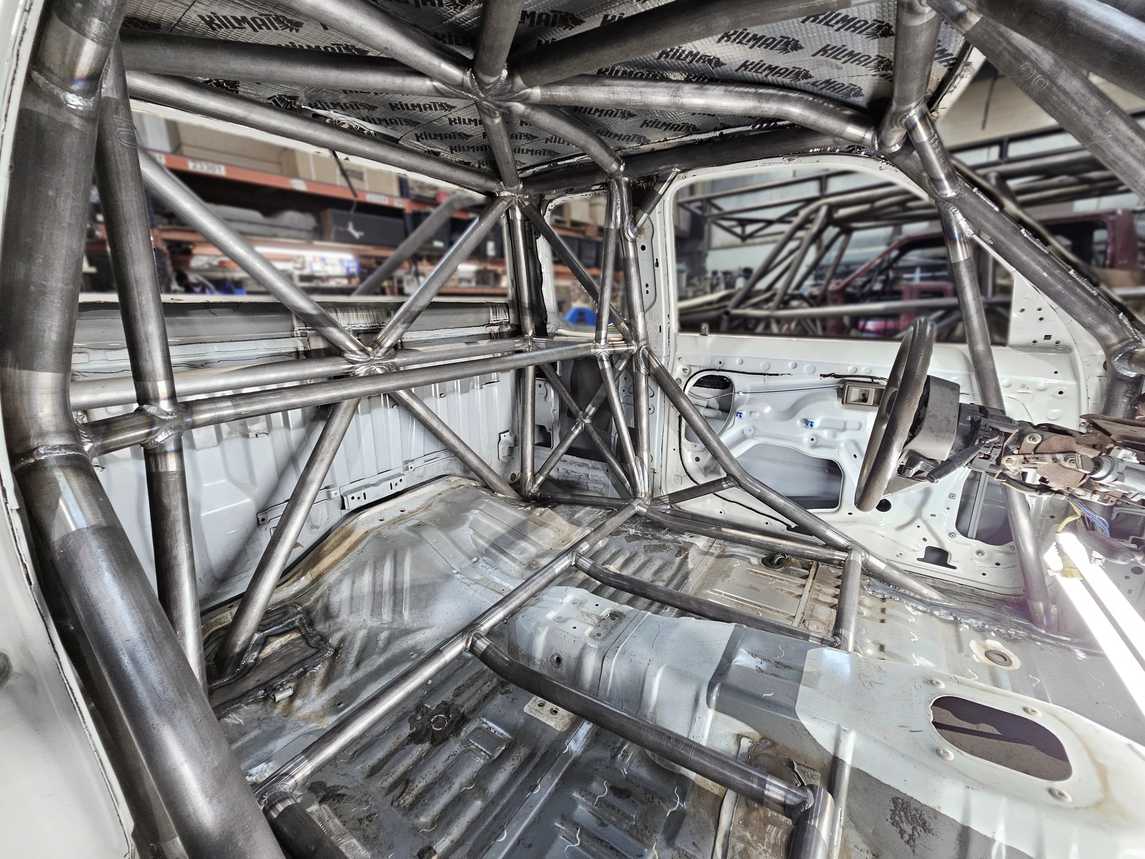 First Gen Toyota Tacoma Roll Cage WIY Kit, Internal Cab Photo, Passenger Side View